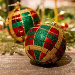 Lot de 12 boules de Noël (D80 mm) kity Rouge