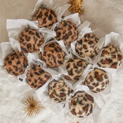 Lot de 12 boules de Noël (D100 mm) Léopard Beige et marron