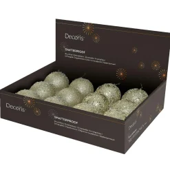 Lot de 12 boules de Noël (D100 mm) Pluie de diamants Champagne
