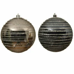 Lot de 12 boules de Noël (D100 mm) Quincy Bleu nuit/ Argent