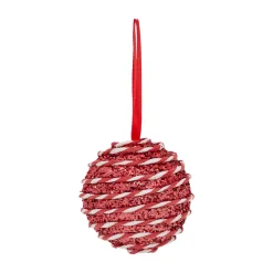 Lot de 6 boules de Noël (D80 mm) Rayé Fantaisie Rouge et blanc