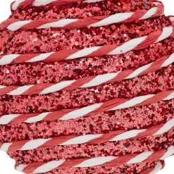 Lot de 6 boules de Noël (D80 mm) Rayé Fantaisie Rouge et blanc