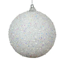 Lot de 12 boules de Noël (D80 mm) Sequins pailletés Blanc