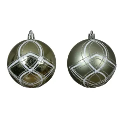 Lot de 12 boules de Noël (D80 mm) Swiss Vert romarin