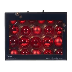 Lot de 21 boules de Noël en verre Assorties Cristal Rouge