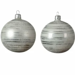 Lot de 6 boules de Noël en verre (D80 mm) Rya Blanc