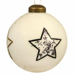 Lot de 3 boules de Noël en verre (D80 mm) Myli Blanc laine