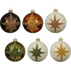 Lot de 6 boules de Noël en verre (D80 mm) Étoiles Filantes Multicolore