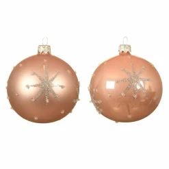 Lot de 6 boules de Noël en verre (D80 mm) Astre Rose poudré