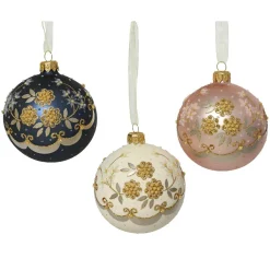 Lot de 6 boules de Noël en verre (D80 mm) Rococo Multicolore