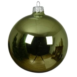 Lot de 4 boules de Noël en verre (D100 mm) Arctique brillante Thé vert