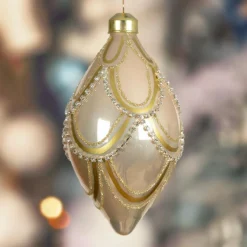 Lot de 2 boules de Noël en verre (D60 mm) Élégance Gatsby Beige