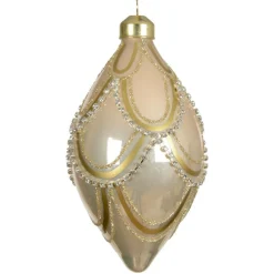 Lot de 2 boules de Noël en verre (D60 mm) Élégance Gatsby Beige