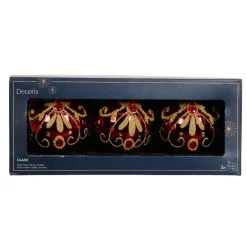 Lot de 3 boules de Noël en verre (D80 mm) Palazzo Bordeaux