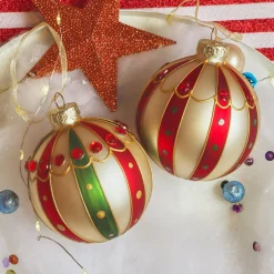 Lot de 3 boules de Noël en verre (D80 mm) Sweet Circus Multicolore
