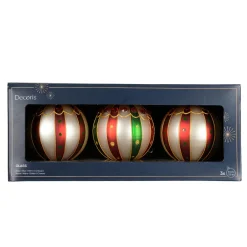 Lot de 3 boules de Noël en verre (D80 mm) Sweet Circus Multicolore
