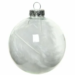 Lot de 4 boules de Noël en verre (D70 mm) Plumes Transparent