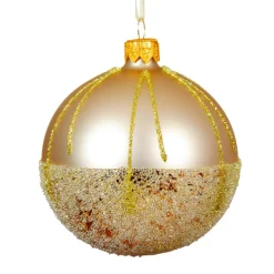 Lot de 6 boules de Noël en verre (D80 mm) Ballotine Perle