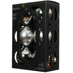 Lot de 6 boules de Noël en verre (D80 mm) Boréal Argent