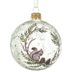 Lot de 6 boules de Noël en verre (D80 mm) Écureuil sauvage Transparent