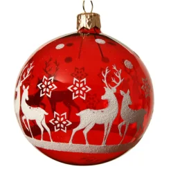 Lot de 6 boules de Noël en verre (D80 mm) Rudolf Rouge