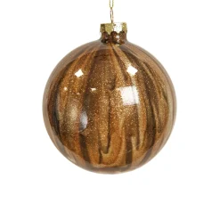 Lot de 9 boules de Noël en verre (D100 mm) New York Brun scintillant