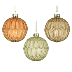 Lot de 12 boules de Noël en verre (D80 mm) Chic multicolore pailleté or