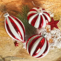 Lot de 12 boules de Noël en verre (D80 mm) Christmas glam Rouge et Blanc