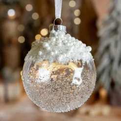 Lot de 3 boules de Noël en verre (D80 mm) Mouchetée Blanc irisé
