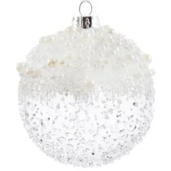 Lot de 3 boules de Noël en verre (D80 mm) Mouchetée Blanc irisé