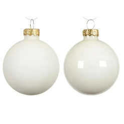 Lot de 4 boules de Noël en verre (D100 mm) Boréal Blanc laine