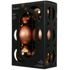 Lot de 6 Boules de Noël en verre (D80 mm) Boréal Cognac