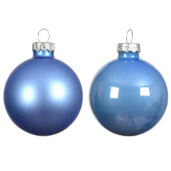 Lot de 6 boules de Noël en verre (D80 mm) Boréal Bleu ciel