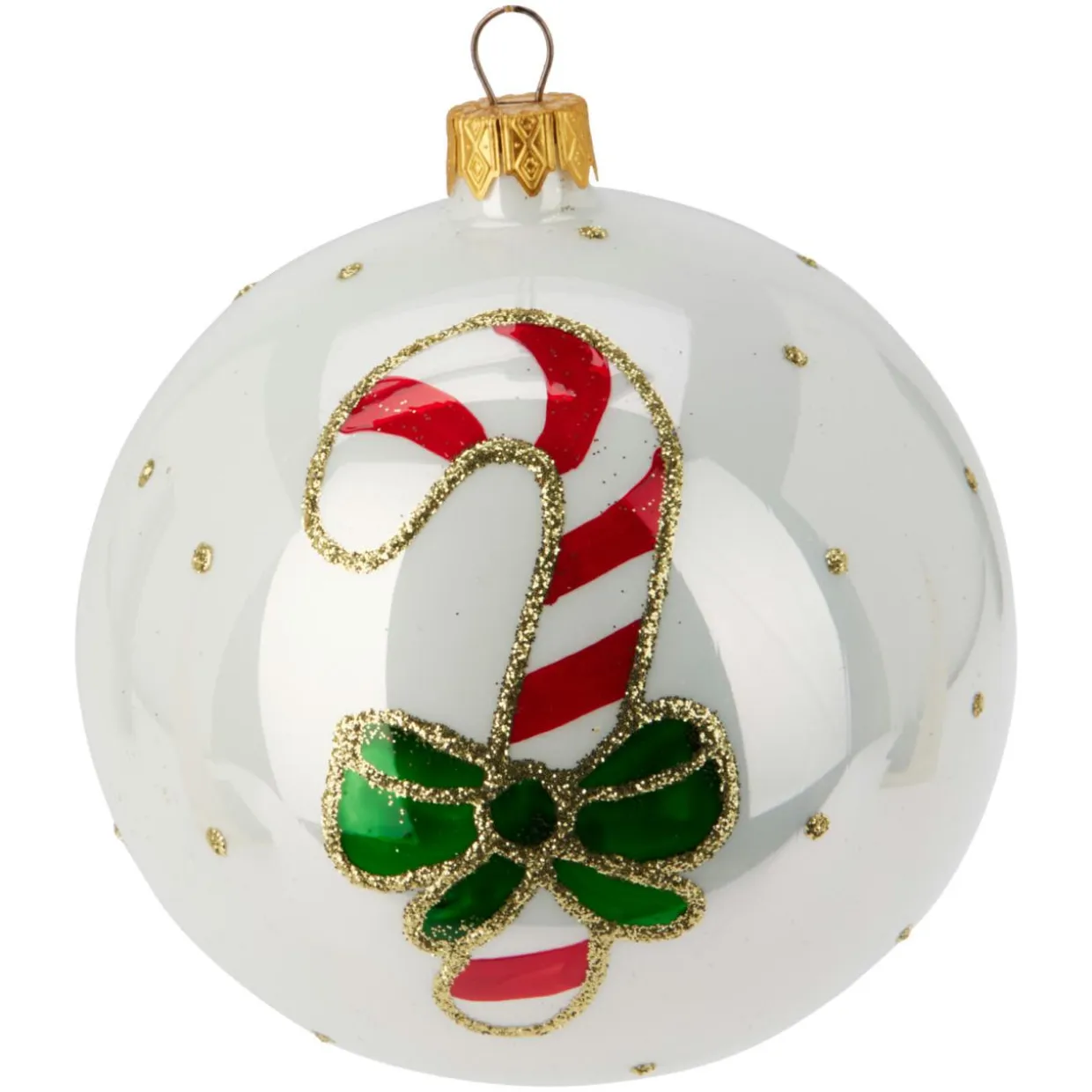 Lot de 6 boules de Noël en verre (D100 mm) Mignonneries Blanc nacré