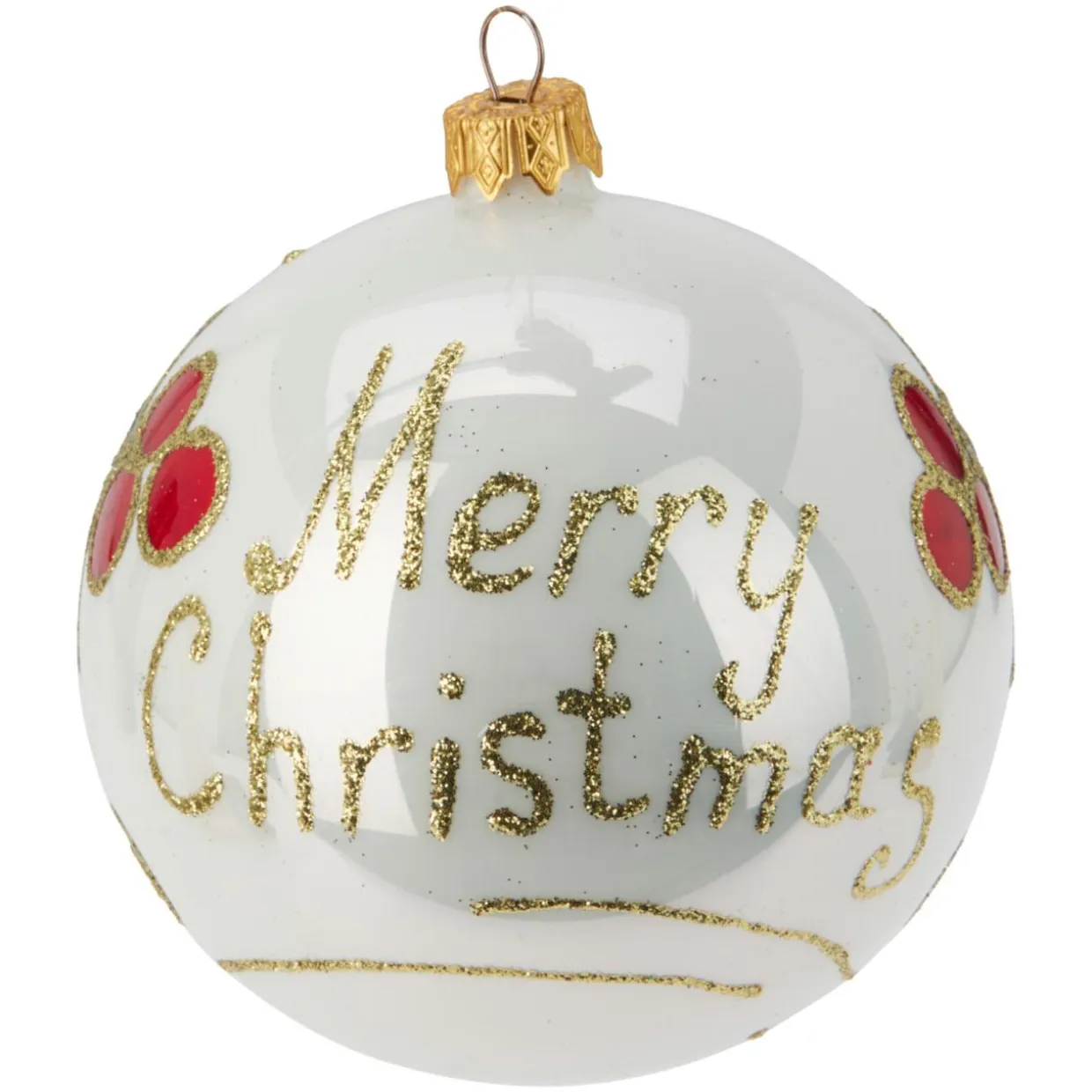 Lot de 6 boules de Noël en verre (D100 mm) Mignonneries Blanc nacré