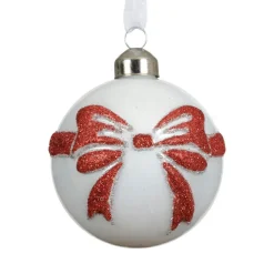 Lot de 3 Boules de Noël en verre (D80 mm) Scarlette Blanc et Rouge