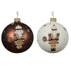 Lot de 6 boules de Noël en verre (D80 mm) Casse-noisettes Chocolatés