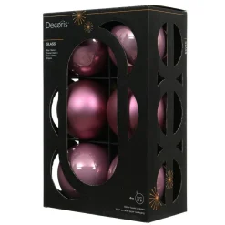 Lot de 6 boules de Noël en verre (D80 mm) Boréal Vieux rose
