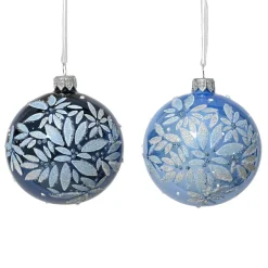Lot de 6 boules de Noël en verre (D80 mm) Éclats de nuit Bleu ciel