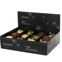 Lot de 12 boules de Noël en verre (D100 mm) Rêverie Bordeaux, vert sapin et or
