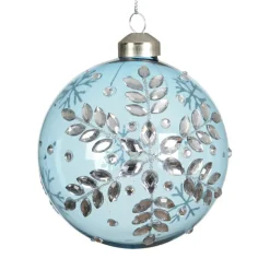 Lot de 2 boules de Noël en verre (D100 mm) Glace de diamant Bleu ciel