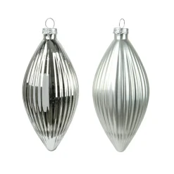 Lot de 3 boules de Noël en verre (D60 mm) Goutte précieuse Argent
