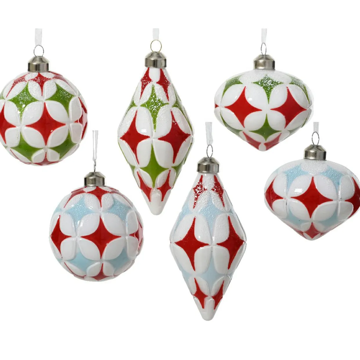 Lot de 12 boules de Noël en verre (D80 mm) Winter time Multicolore