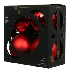 Lot de 4 boules de Noël en verre (D100 mm) Boréal Rouge