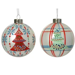 Lot de 12 boules de Noël en verre (D80 mm) Folk slave multicolore