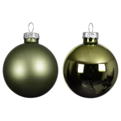 Lot de 4 boules de Noël en verre (D100 mm) Boréal Vert romarin