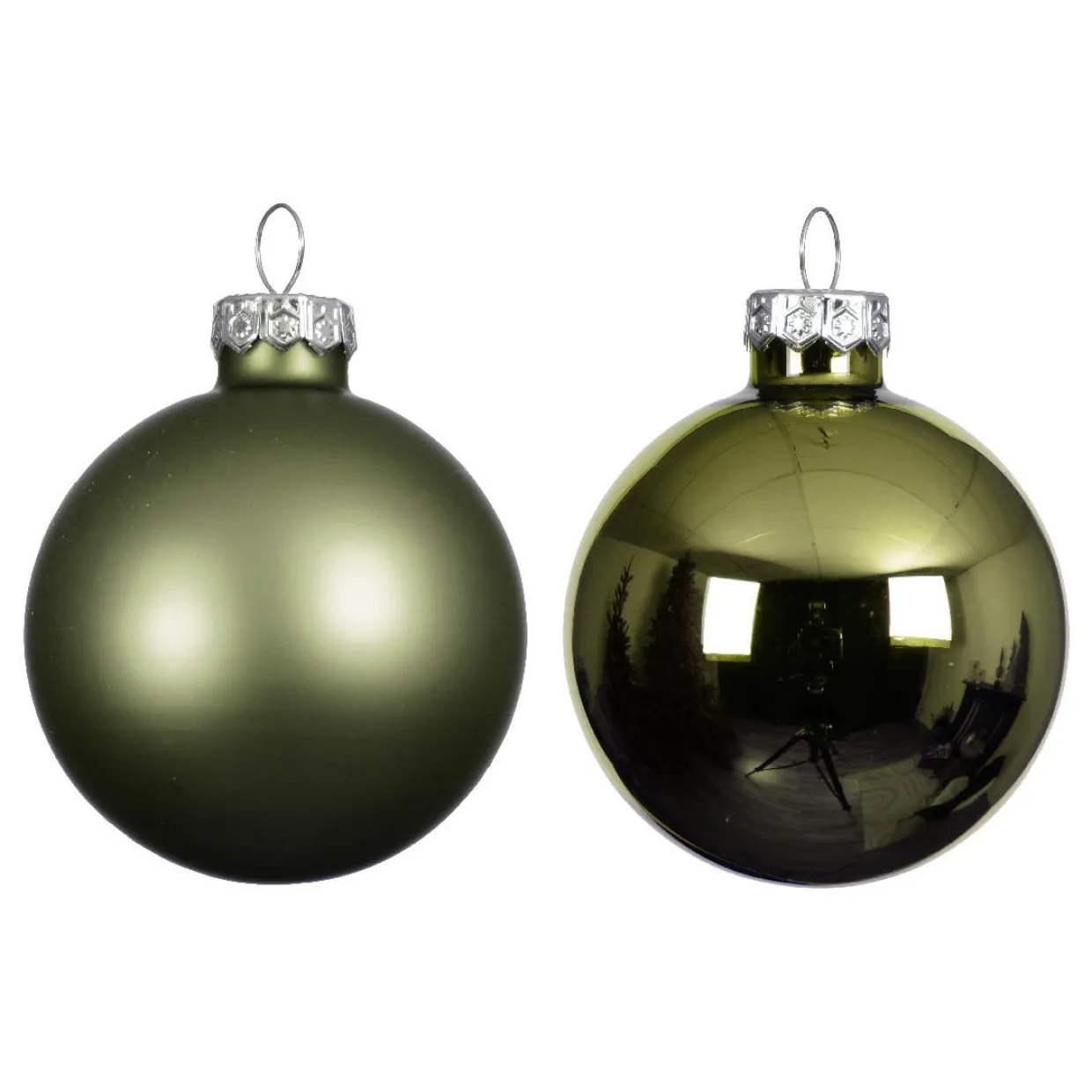 Lot de 4 boules de Noël en verre (D100 mm) Boréal Vert romarin