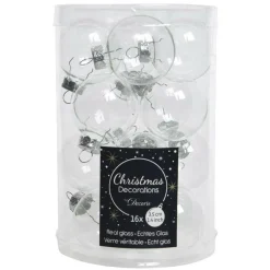 Lot de 16 boules de Noël en verre (D35 mm) Myst Transparent