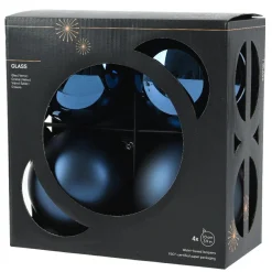 Lot de 4 Boules de Noël en verre (D100 mm) Boréal Bleu nuit
