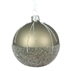 Lot de 6 boules de Noël en verre (D80 mm) Ballotine Vert Romarin